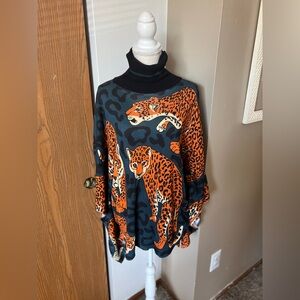 Leopard on Leopard Knit Poncho from Anthropologie